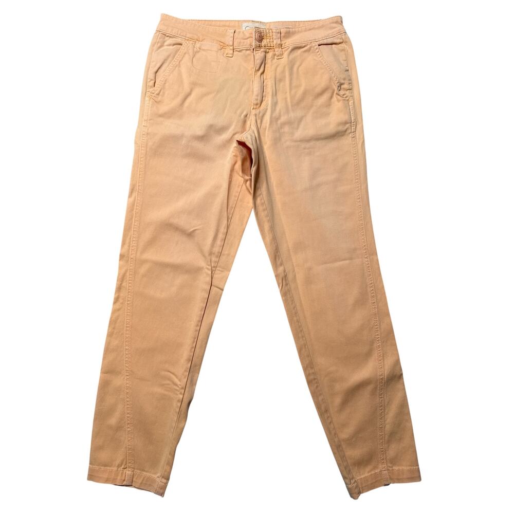 Anthropologie Relaxed Chino Pants Peach Orange Cropped Ankle Slim Fit Size 27